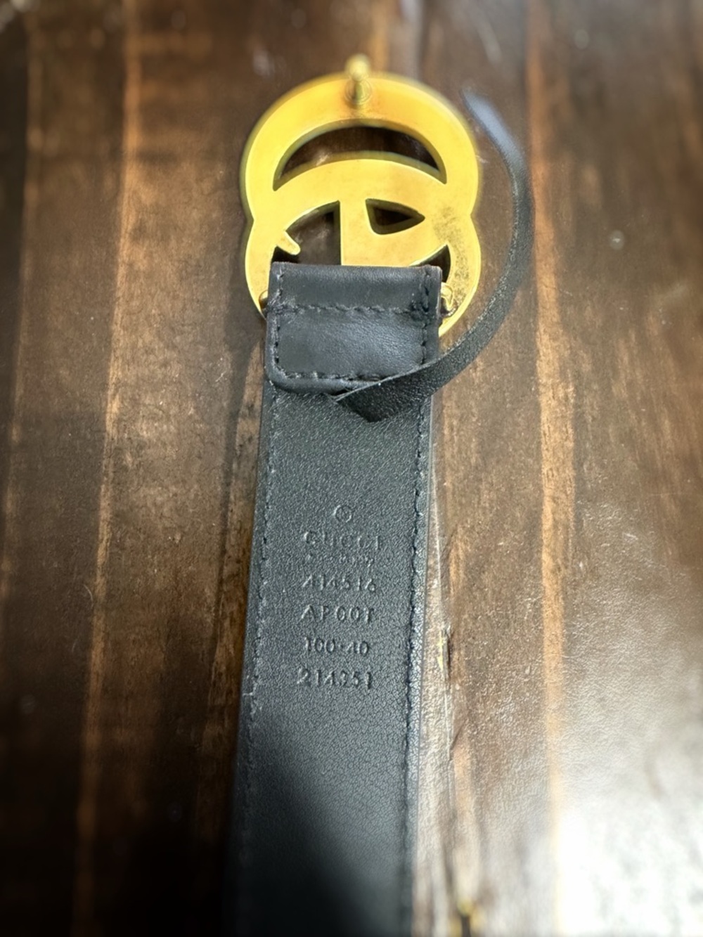 Gucci Black Leather Belt with Gold Double G Buckle - Picture 2 of 5